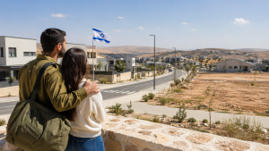שכונת וילות חדשה בלהבים עם מגרשים לבנייה עצמית, רחובות חדשים ונוף מדברי בנגב
