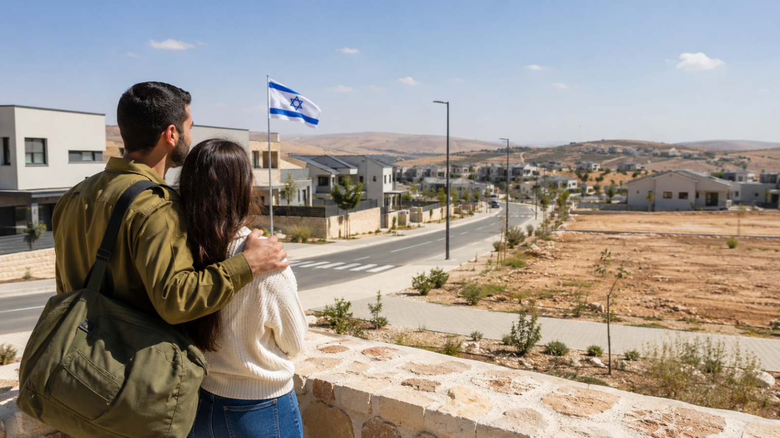 שכונת וילות חדשה בלהבים עם מגרשים לבנייה עצמית, רחובות חדשים ונוף מדברי בנגב