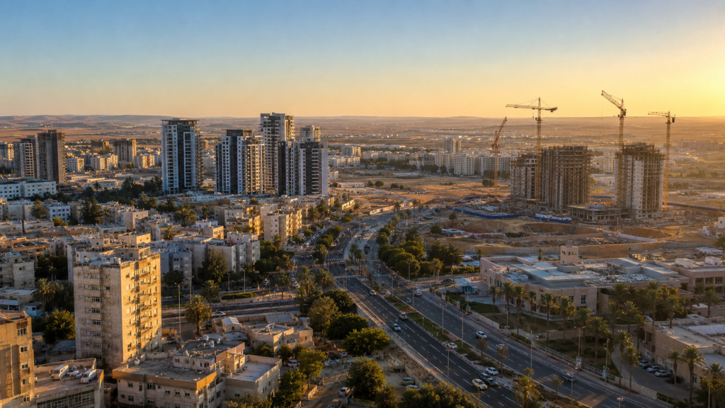 קו הרקיע של באר שבע עם בנייה חדשה, שכונות ותיקות ומרחב דרומי מתפתח ברקע